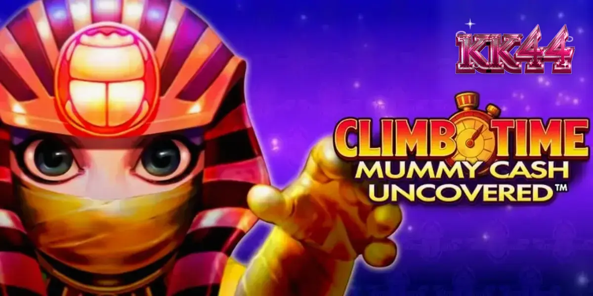 Cenário noturno egípcio com elementos dourados do slot Climb Time Mummy Cash Uncovered